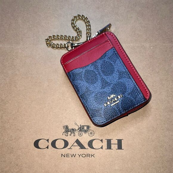COACH Cardholder Signature Canvas Zip Card Case Unisex Wallet CW883 NWT AUTHENTC - Picture 1 of 5
